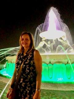 Keri Gee next to a fountain in Malta